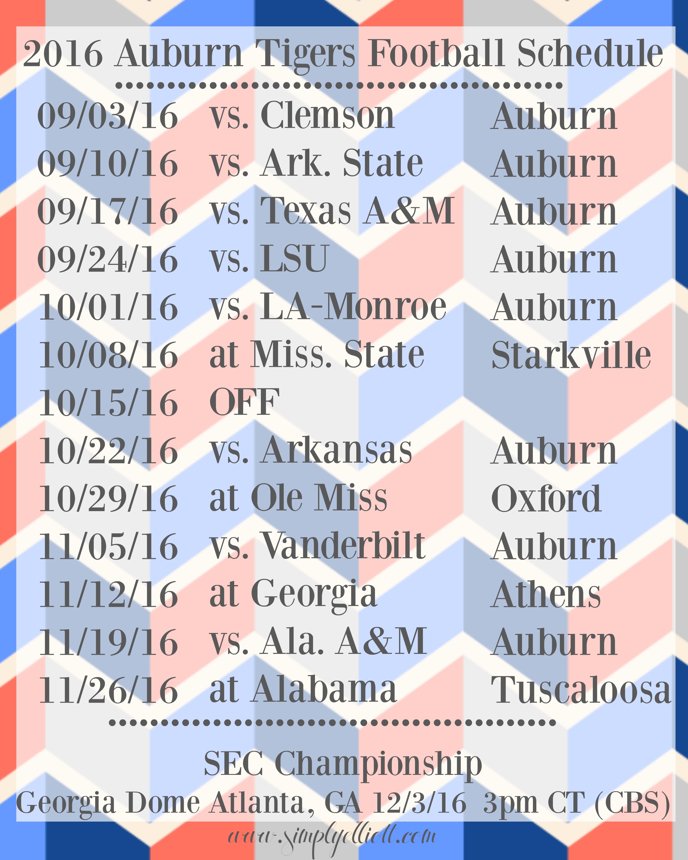 Auburn Football Schedule Printable